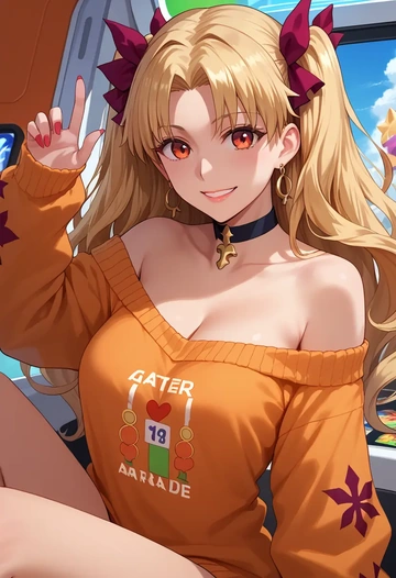 fate_(series),ereshkigal_(fate),orange,sweater,choker  - AI generated anime art