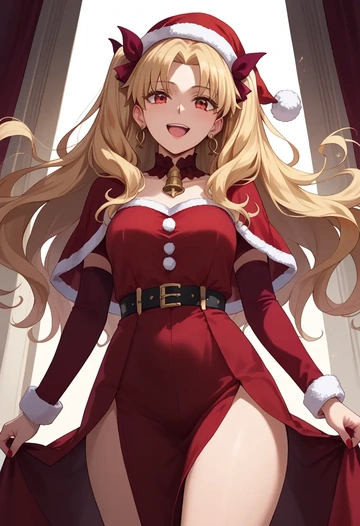 fate_(series),ereshkigal_(fate),Christmas,red velvet dress  - AI generated anime art