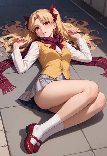 fate_(series),ereshkigal_(fate),spring,student uniform,vest  - AI generated anime art