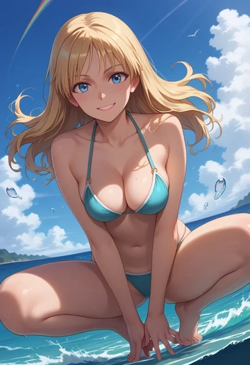 world_witches_series,erica_hartmann,bikini,rainbow-colored,sexy  - AI generated anime art