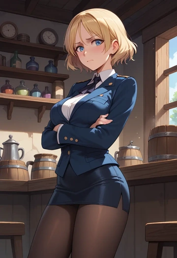 world_witches_series,erica_hartmann,shorts, pantyhose  - AI generated anime art