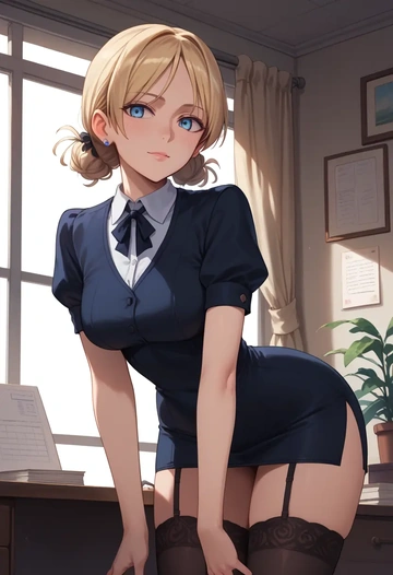 world_witches_series,erica_hartmann,secretary, stockings  - AI generated anime art