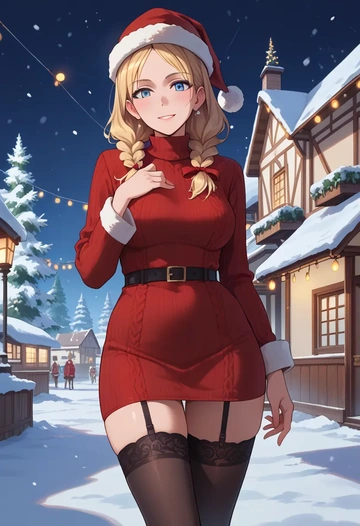 world_witches_series,erica_hartmann,sweater,stockings,Thigh garters  - AI generated anime art