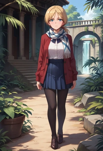 world_witches_series,erica_hartmann,winter,student uniform,cardigan  - AI generated anime art