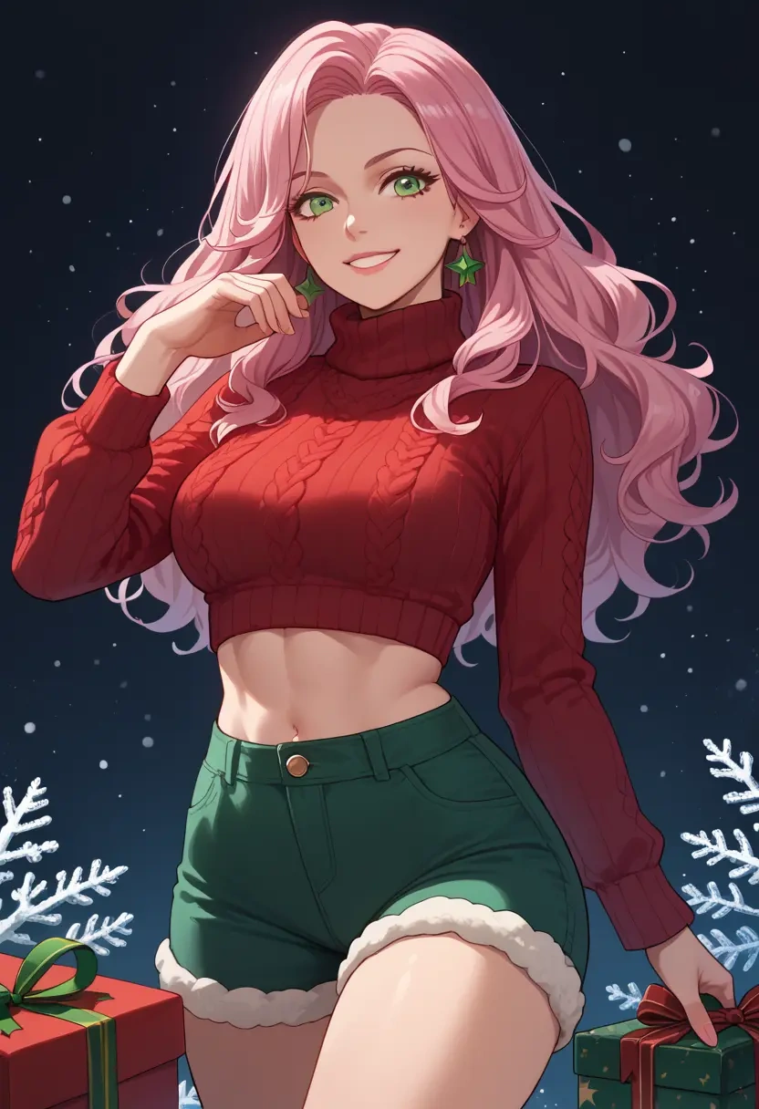 tales_of_(series),estellise_sidos_heurassein,Christmas,red velvet shorts,turtleneck sweater  - 