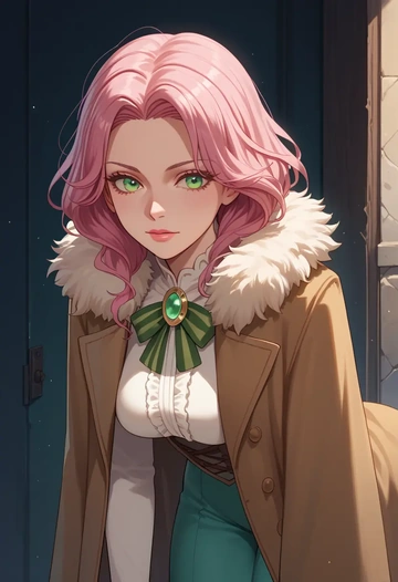 tales_of_(series),estellise_sidos_heurassein,coat,fur-collar,tailored trousers  - AI generated anime art