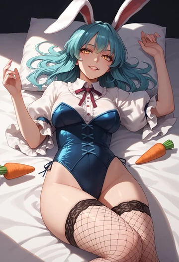 touhou,eternity_larva,bunny girl, sexy,stockings  - AI generated anime art