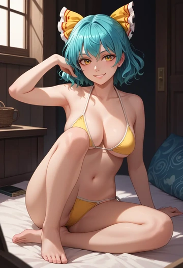 touhou,eternity_larva,bikini,rainbow-colored,sexy  - AI generated anime art