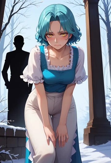 touhou,eternity_larva,pants,wide-leg,strappy top  - AI generated anime art