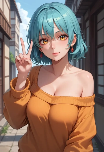 touhou,eternity_larva,orange,sweater  - AI generated anime art