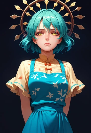 touhou,eternity_larva,paint-splatter blouse,dolphin shorts  - AI generated anime art