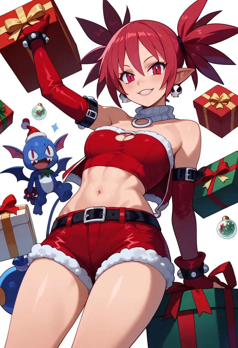 disgaea,etna_(disgaea),Christmas,red velvet shorts,turtleneck sweater  - 