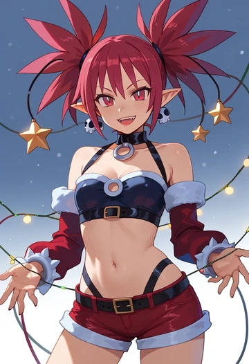 disgaea,etna_(disgaea),Christmas,red velvet shorts  - AI generated anime art