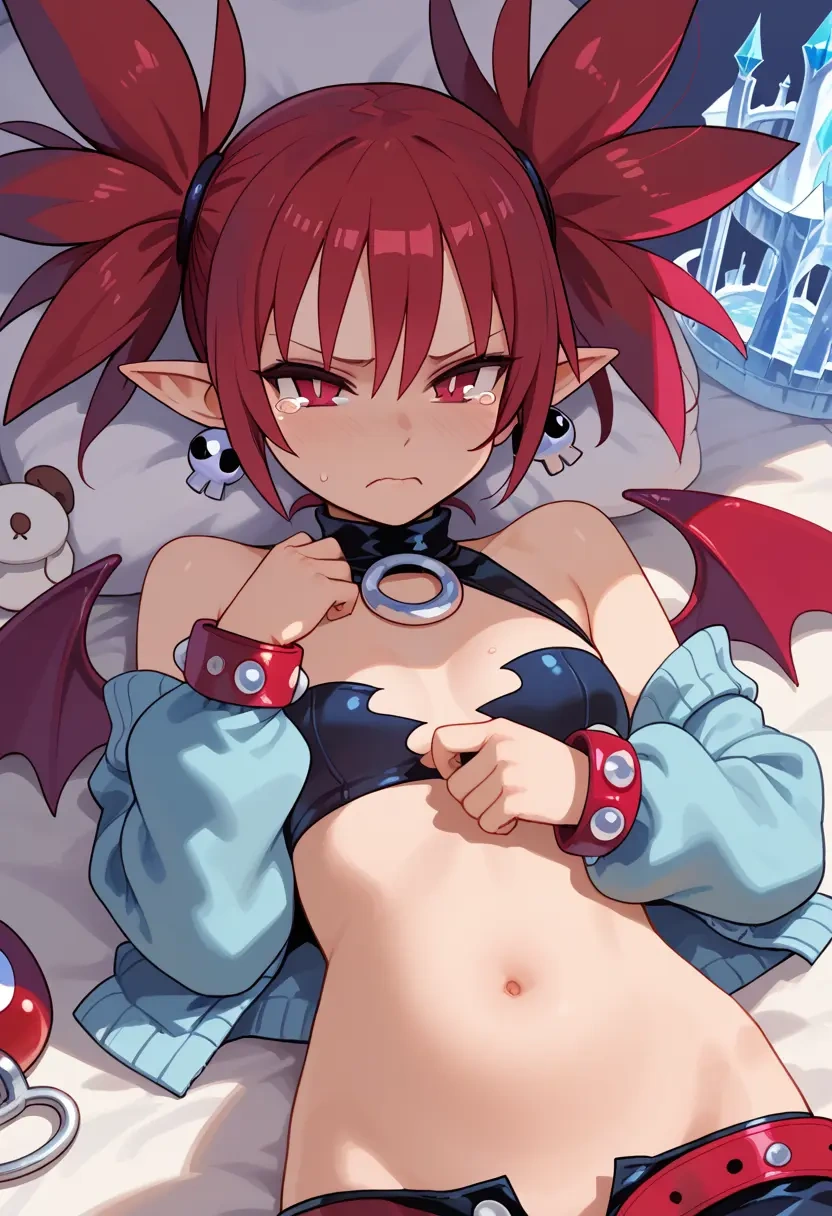 disgaea,etna_(disgaea),cardigan,oversized,wide-leg pants  - 