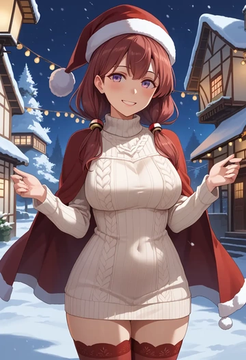 kantai_collection,etorofu_(kancolle),Christmas,sweater dress,stockings  - AI generated anime art