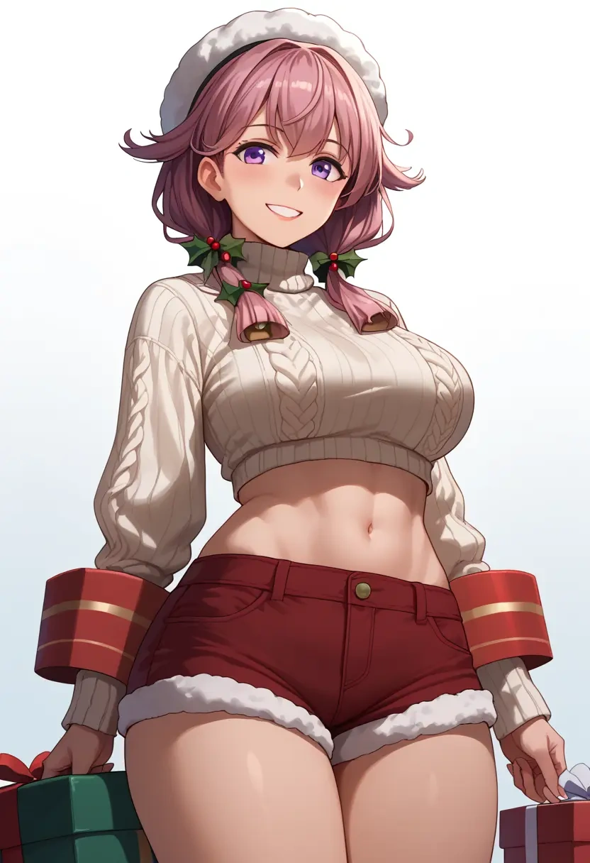 kantai_collection,etorofu_(kancolle),Christmas,red velvet shorts,turtleneck sweater  - 