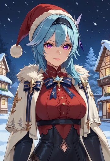 genshin impact,eula,Christmas,dress  - AI generated anime art