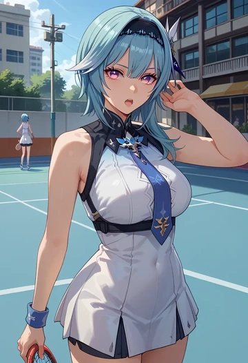 genshin impact,eula,tennis skirt  - AI generated anime art