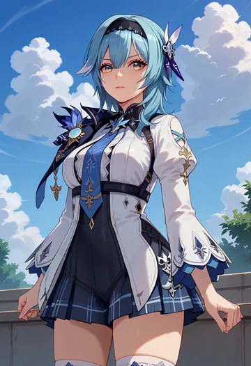 genshin impact,eula,spring,student uniform,blazer  - AI generated anime art