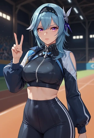 genshin impact,eula,athletic,track suit  - AI generated anime art