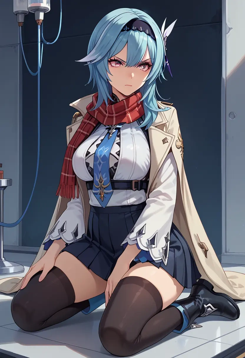 genshin impact,eula,winter,student uniform,fur-trimmed coat  - 