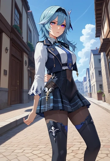 genshin impact,eula,winter,student uniform,vest  - AI generated anime art