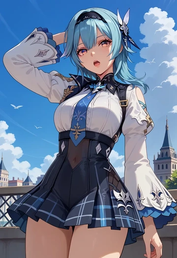 genshin impact,eula,spring,student uniform,blazer  - AI generated anime art