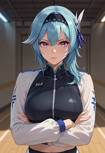 genshin impact,eula,athletic,track suit  - AI generated anime art