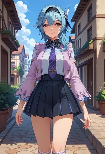 genshin impact,eula,spring,student uniform,vest  - AI generated anime art