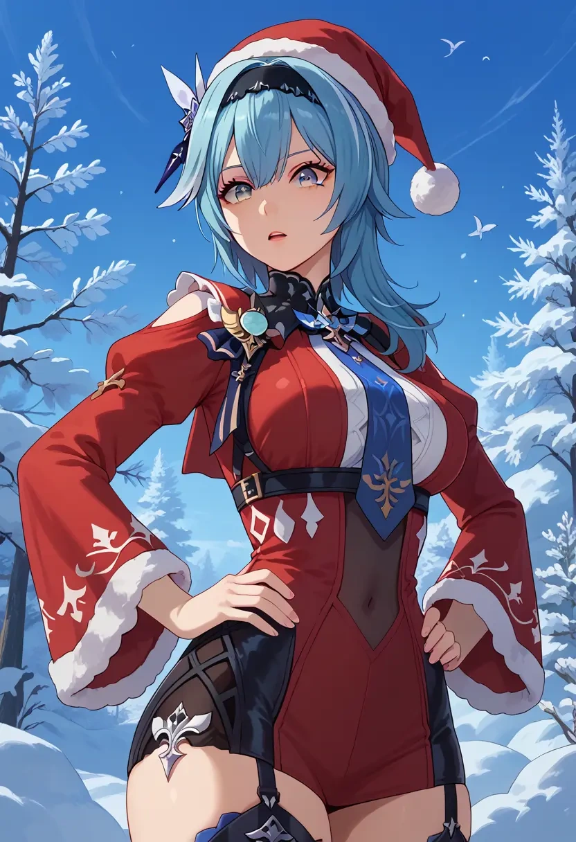 genshin impact,eula,Christmas,red velvet dress  - 