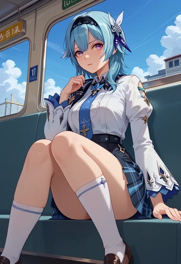 genshin impact,eula,spring,student uniform,blazer  - AI generated anime art