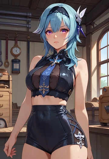 genshin impact,eula,tankini top,board shorts  - AI generated anime art