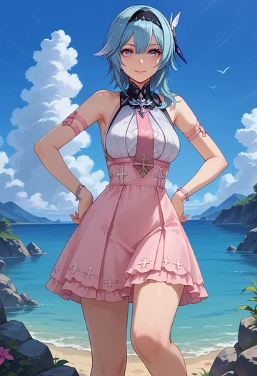 genshin impact,eula,silk slip dress  - AI generated anime art