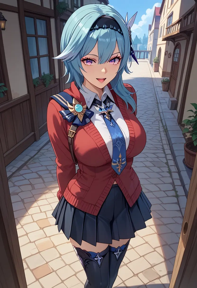 genshin impact,eula,winter,student uniform,cardigan  - 