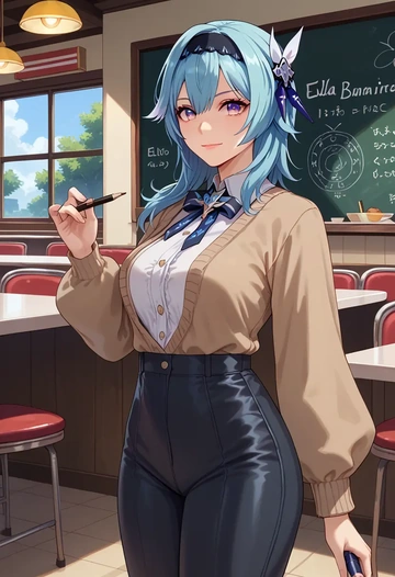 genshin impact,eula,teacher, sweater  - AI generated anime art