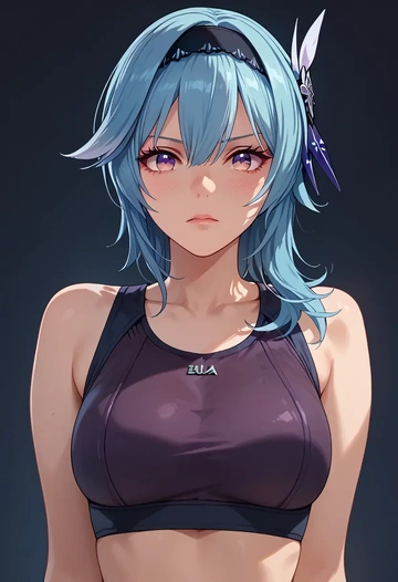 genshin impact,eula,sports bra,wide-leg joggers  - AI generated anime art