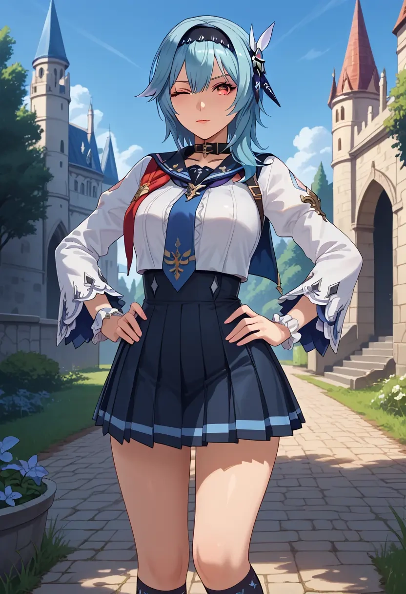 genshin impact,eula,sailor, uniform  - 