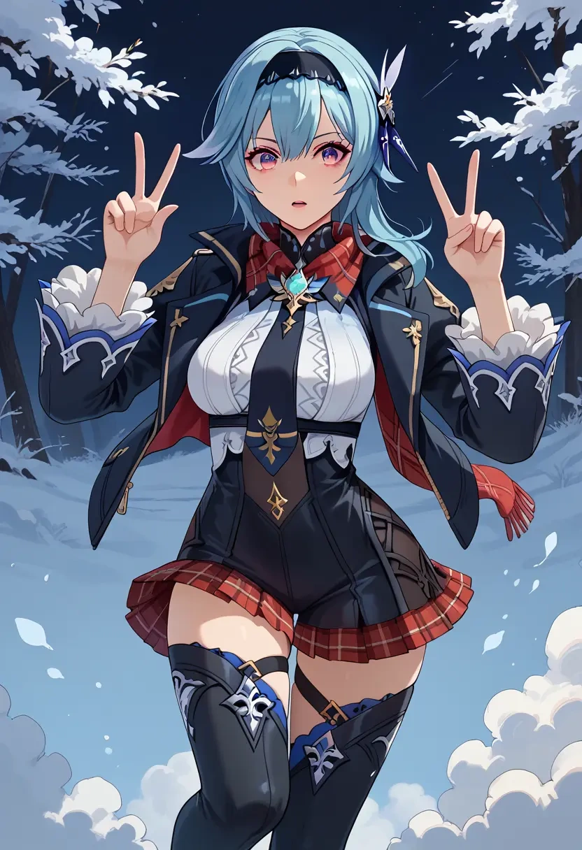 genshin impact,eula,winter,student uniform,fur-collared jacket  - 