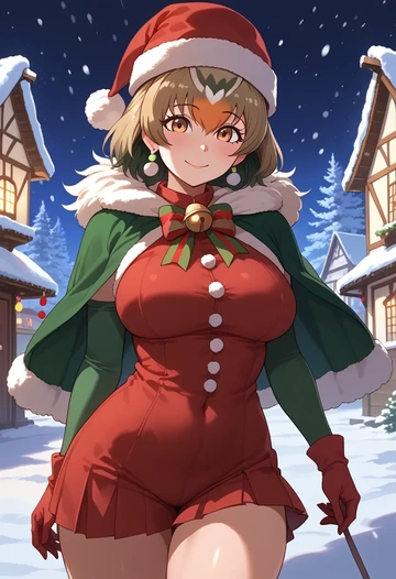 kemono_friends,eurasian_eagle_owl_(kemono_friends),Christmas,dress  - AI generated anime art