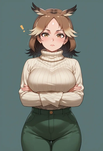 kemono_friends,eurasian_eagle_owl_(kemono_friends),sweater  - AI generated anime art