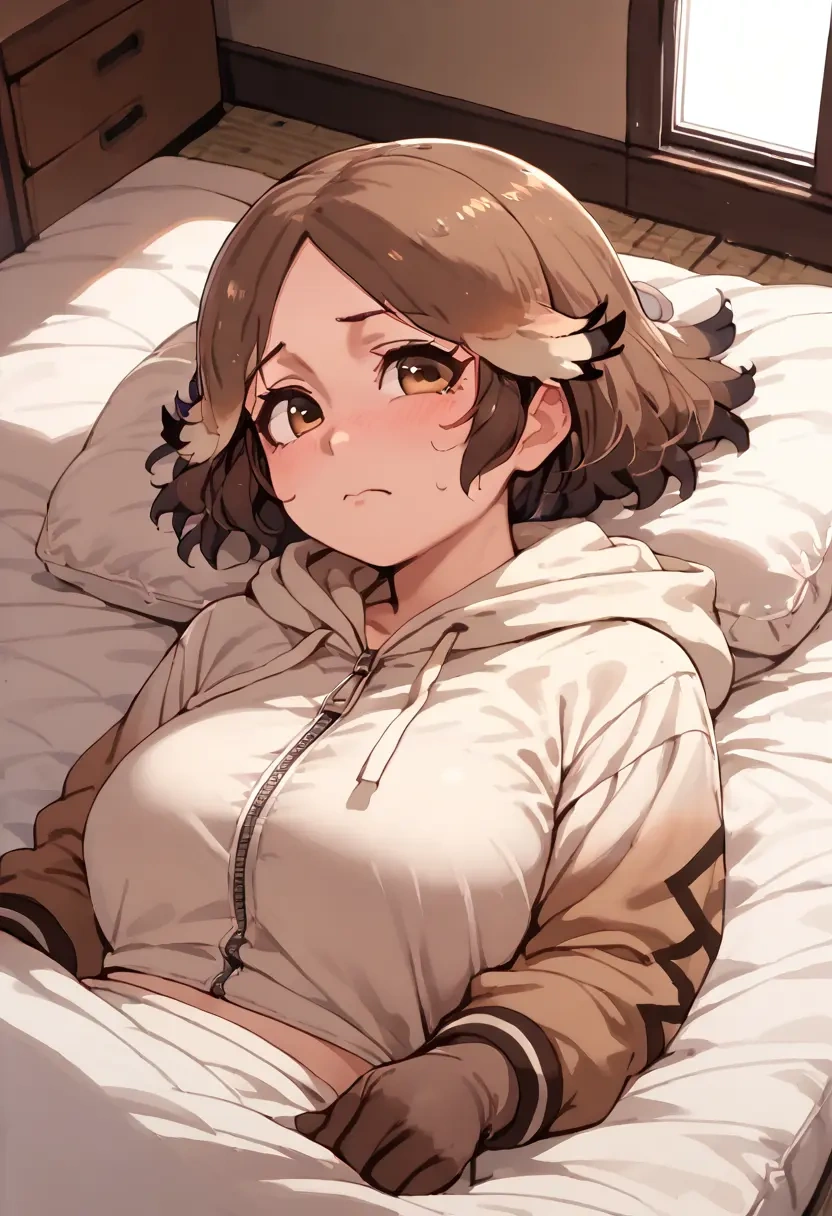 kemono_friends,eurasian_eagle_owl_(kemono_friends),crop hoodie,shorts  - 