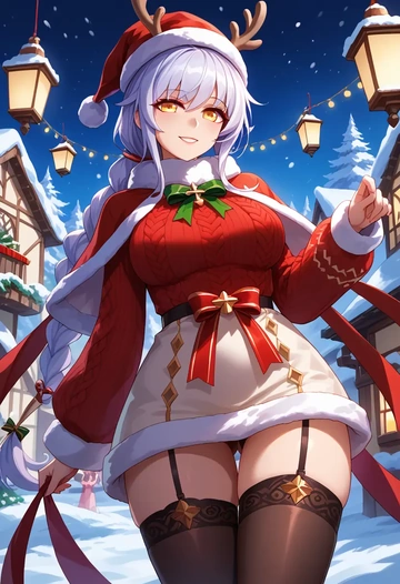 elsword,eve_(elsword),sweater,stockings,Thigh garters  - AI generated anime art