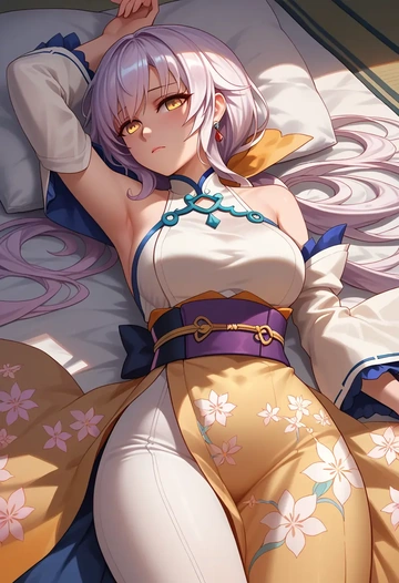 elsword,eve_(elsword),kimono,silk,wide-leg trousers  - AI generated anime art