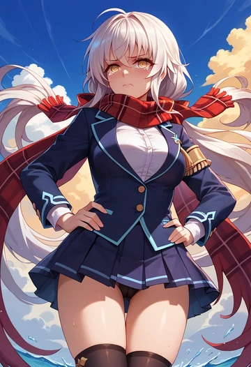 elsword,eve_(elsword),winter,student uniform,plaid skirt  - AI generated anime art