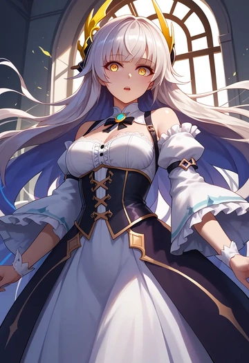 elsword,eve_(elsword),corset,bustier,long tulle skirt  - AI generated anime art