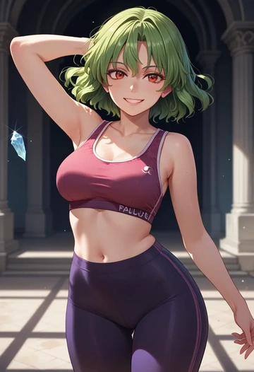 touhou,ex-keine,yoga shorts, bra  - AI generated anime art