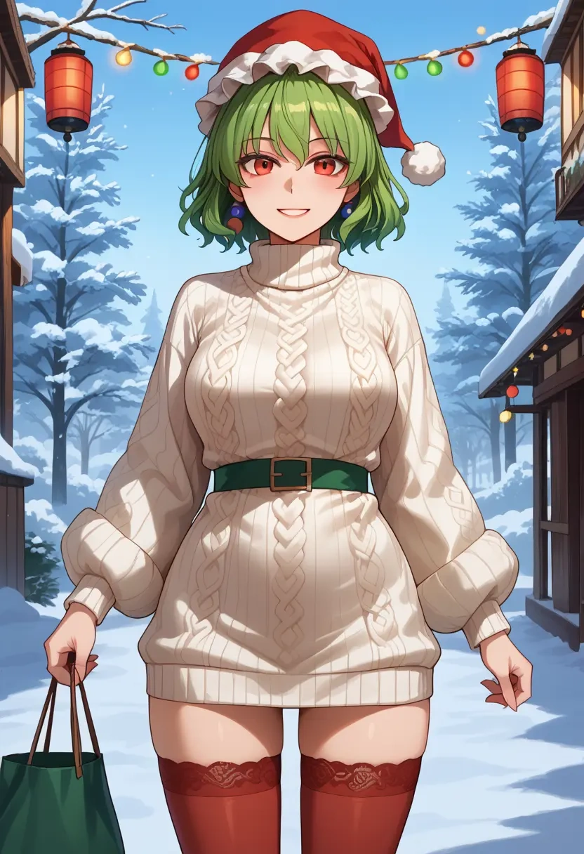 touhou,ex-keine,Christmas,sweater dress,stockings  - 