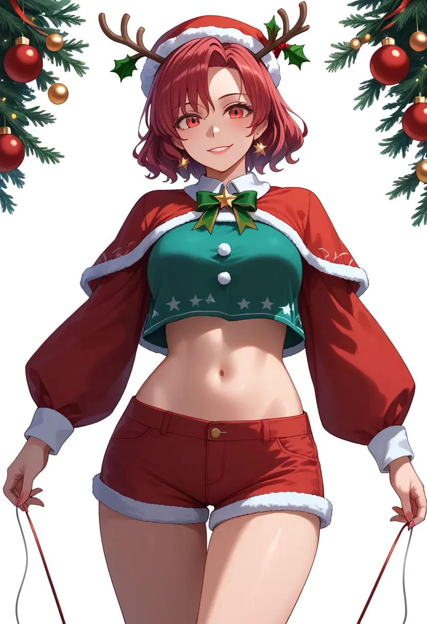 touhou,ex-keine,Christmas,red velvet shorts  - 