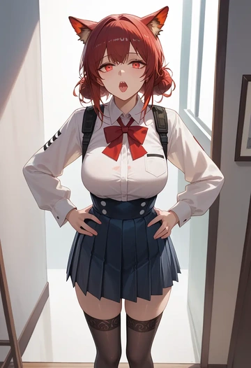 arknights,exusiai_(arknights),jk uniform, stockings  - AI generated anime art