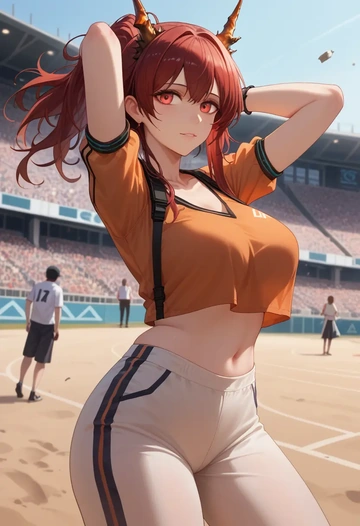 arknights,exusiai_(arknights),athletic  - AI generated anime art